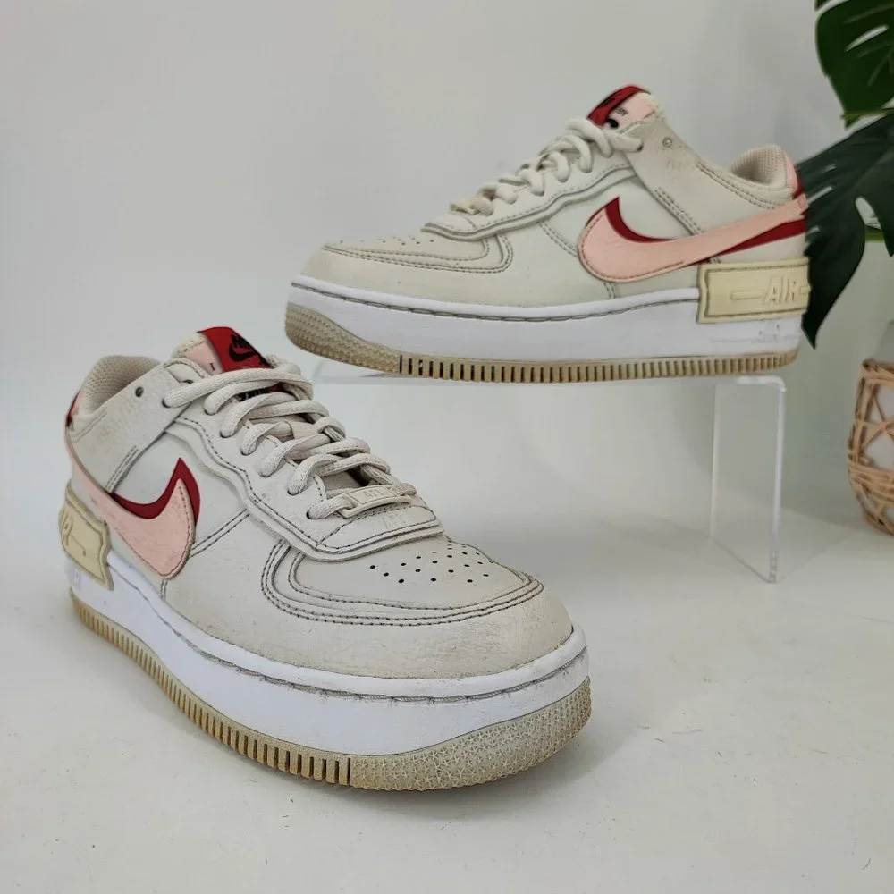 Nike Women's Air Force Shadow White Leather Sneakers Size 6